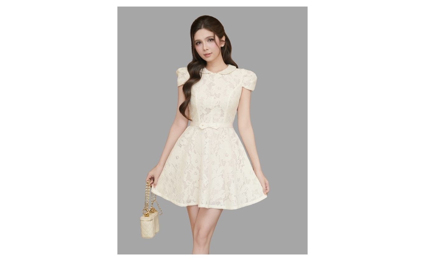 Đầm Xòe Tiệc Ren Ngắn Cổ Sen - DAI76A