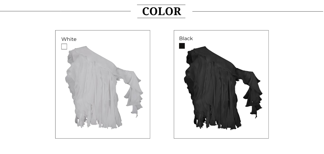 Áo kiểu tiệc voan trễ vai 1 bên A4555D - Bảng màu