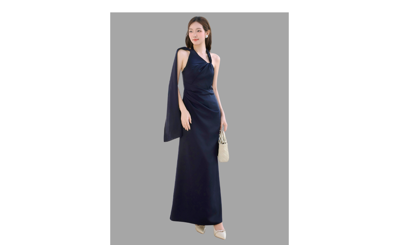 Đầm tiệc lụa dài cổ yếm DAE03A - Ảnh sản phẩm