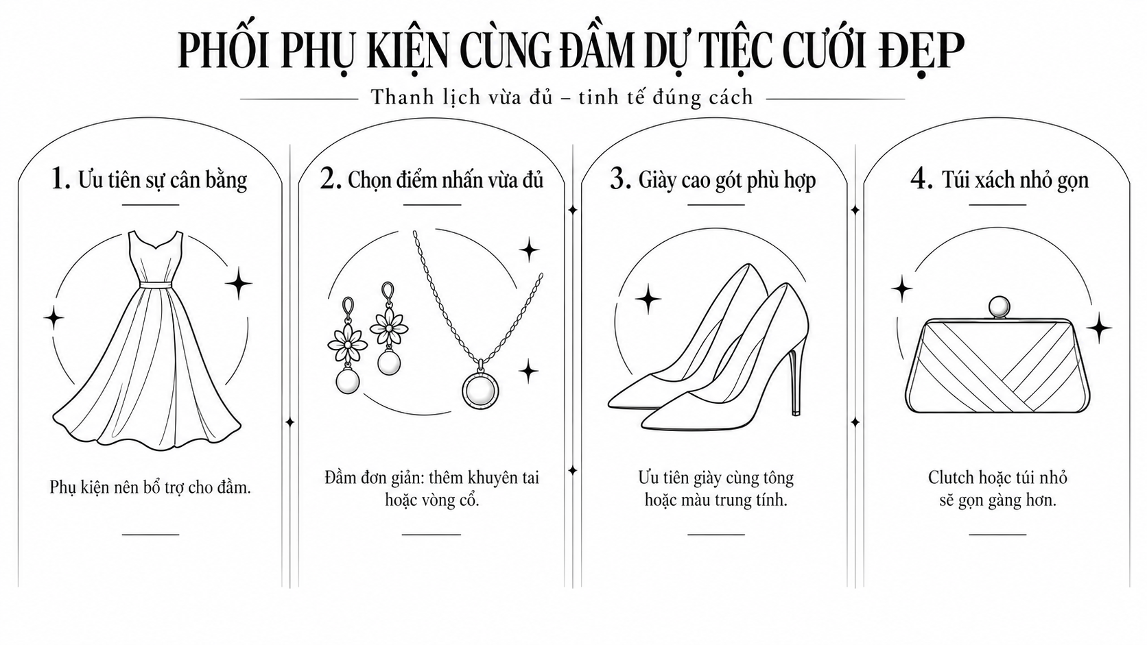 Phối Phụ Kiện Cùng Đầm Dự Tiệc Cưới