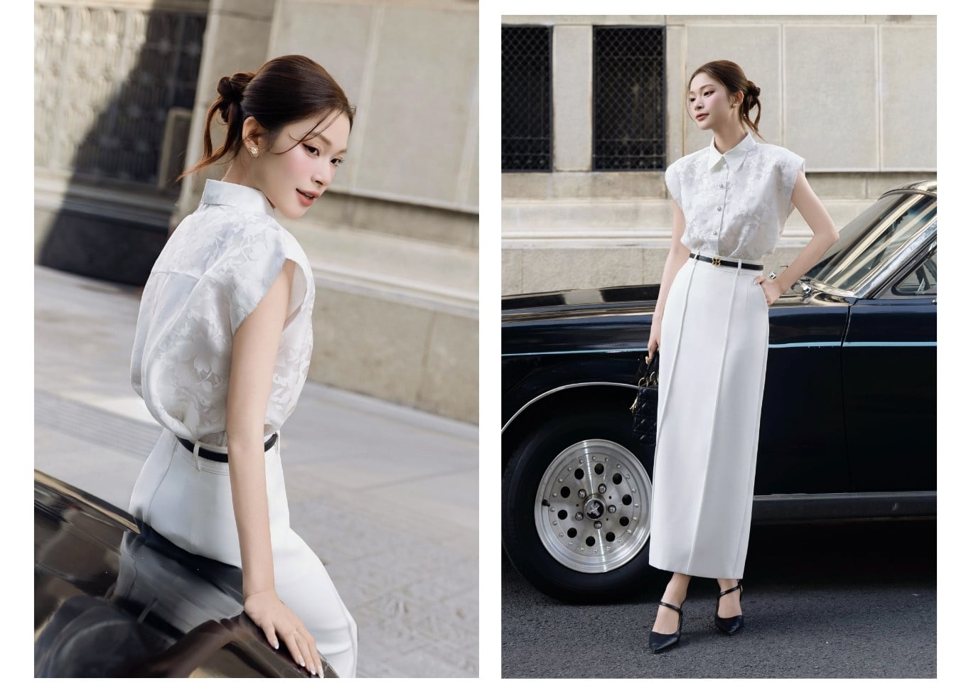 Áo sơ mi công sở voan không tay AAA29T - Ảnh lookbook