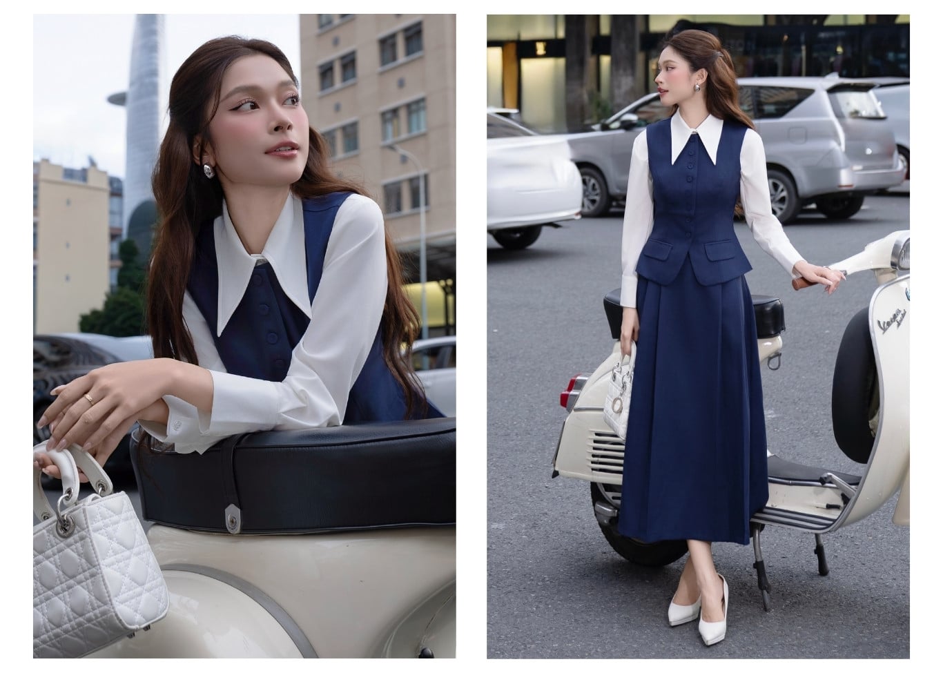 Chân váy xếp ly công sở xoè dài V4397A - Ảnh lookbook