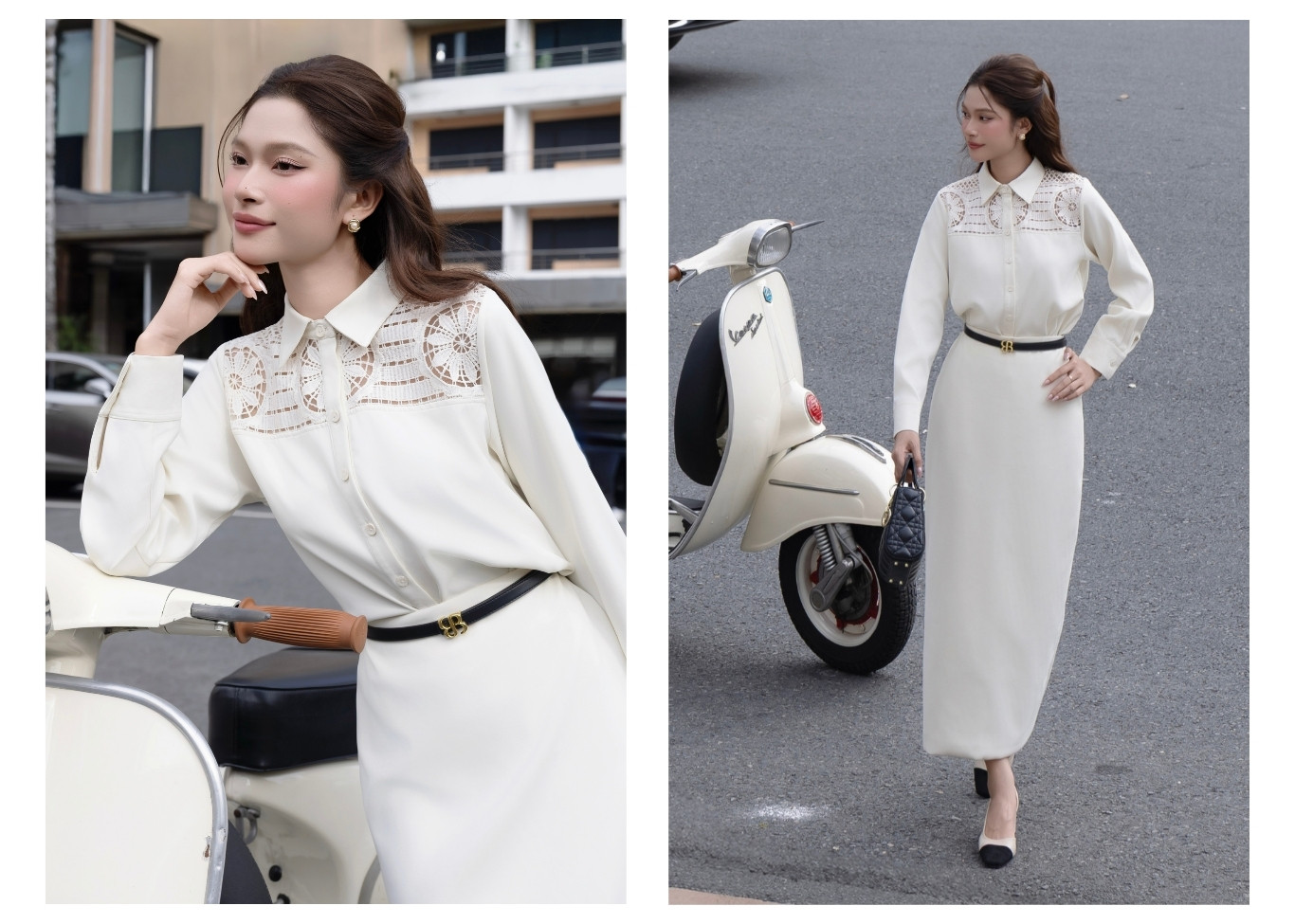 Set công sở dài sơ mi váy suông K4551T - Ảnh lookbook