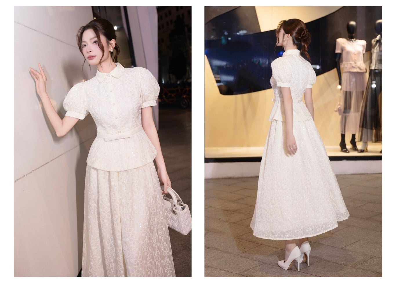 Set tiệc ren dài váy xòe phồng K4549A - Ảnh lookbook