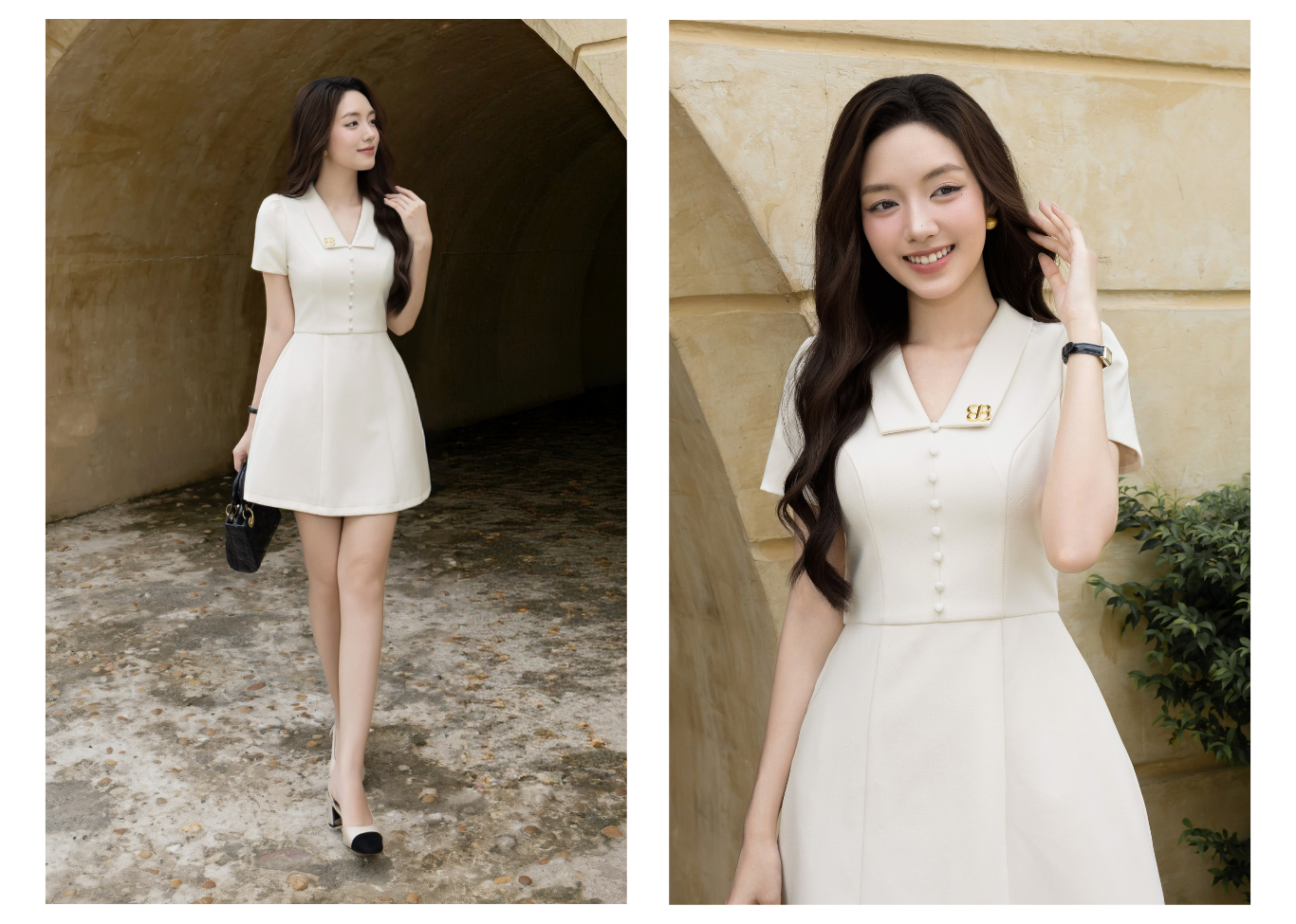 Đầm Công Sở Cotton Ngắn Cổ V - DAG23B