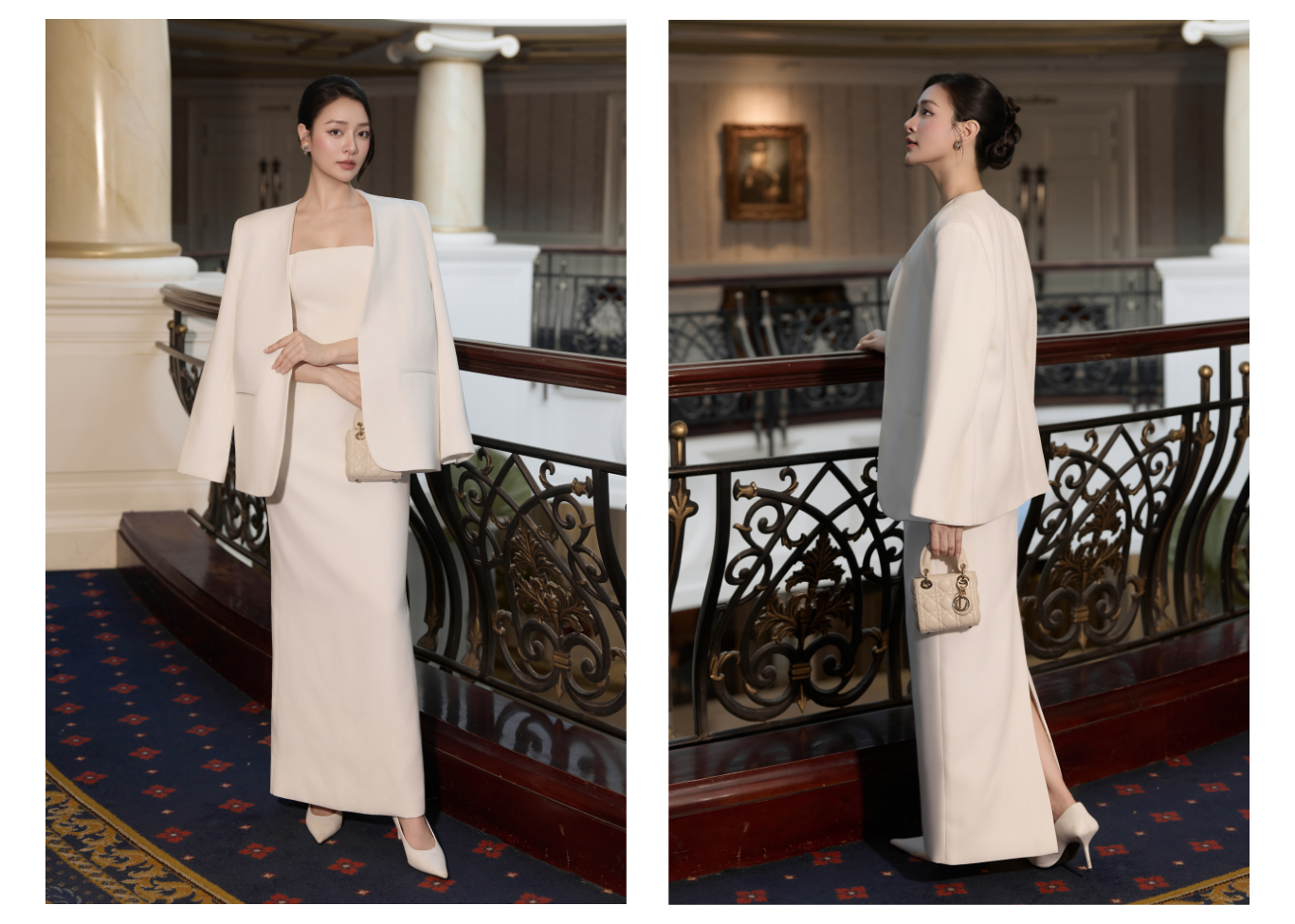 Áo blazer tiệc cotton không ve cổ AAA74V - Lookbook 2