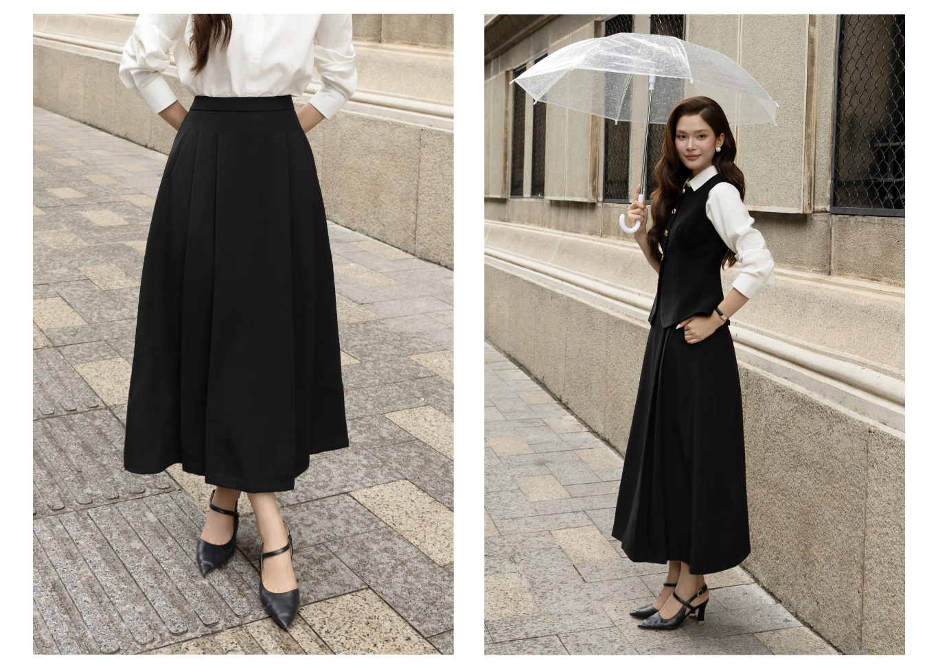 Chân Váy Xòe Công Sở Cotton Dài - VAH27A