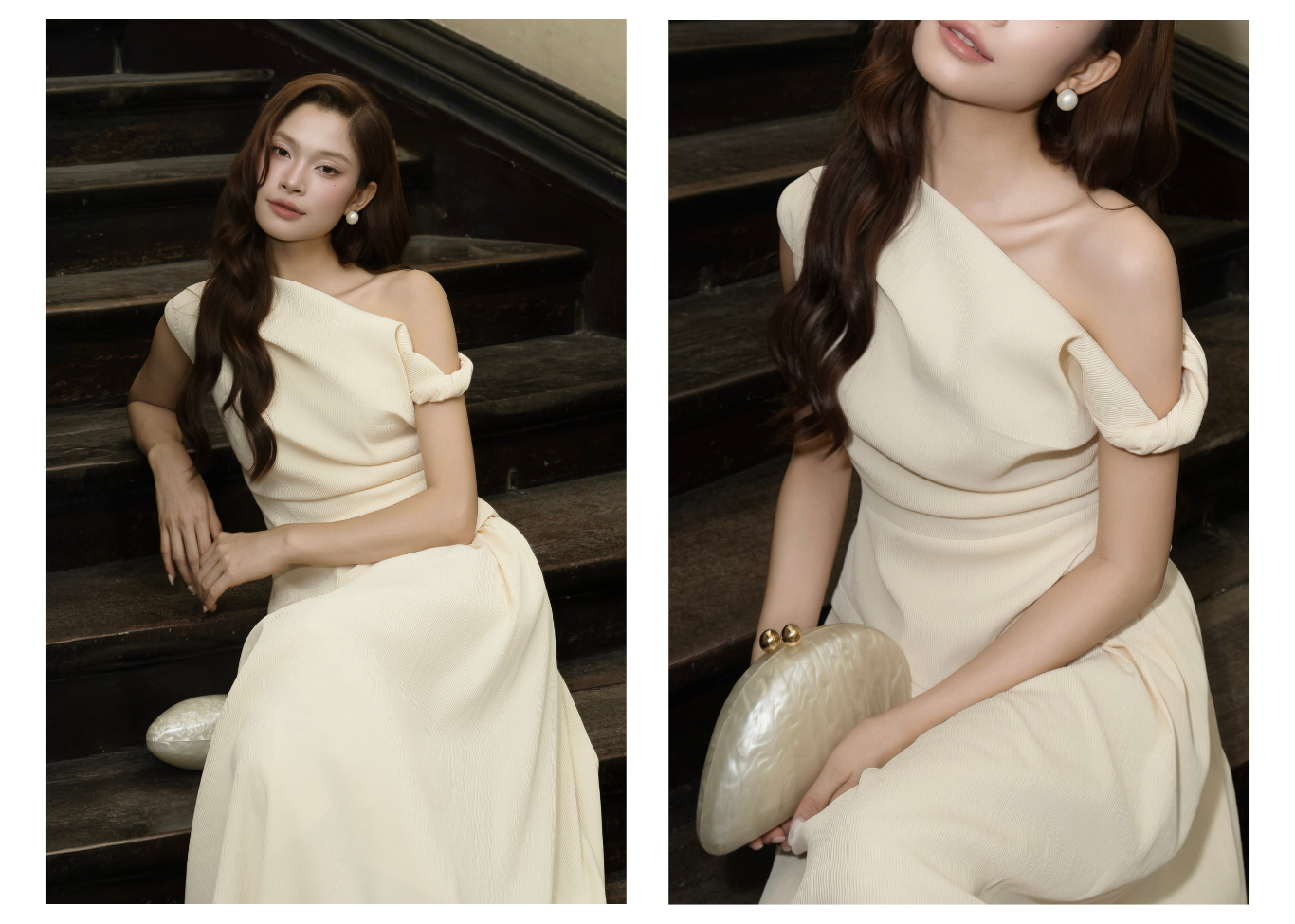 Áo Kiểu Dạo Phố Cotton Xoắn Vai - AAH41B