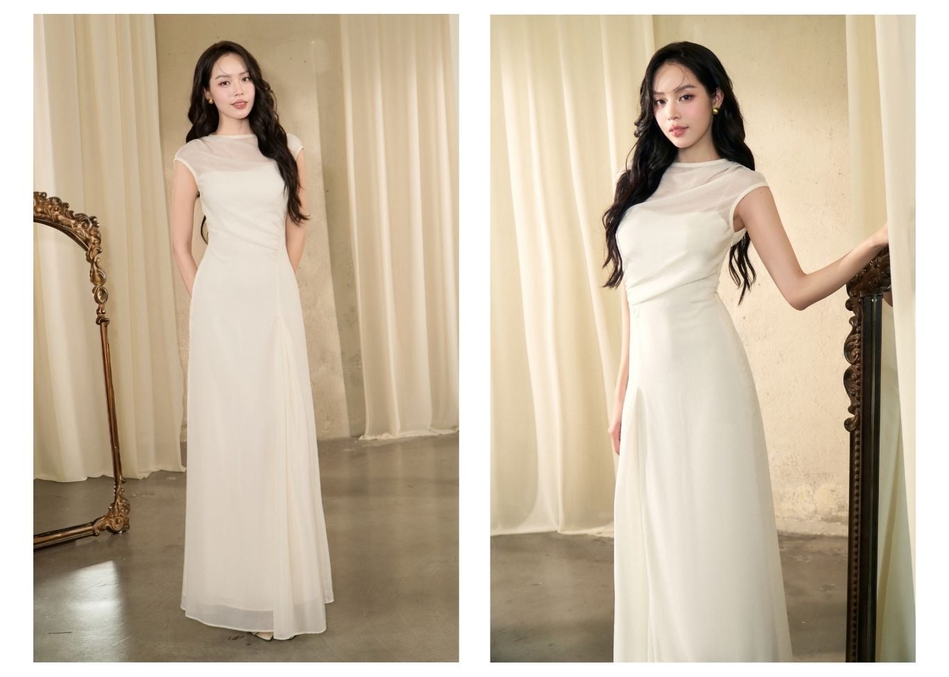 Đầm Tiệc Voan Dài Ánh Nhũ - DAK06T