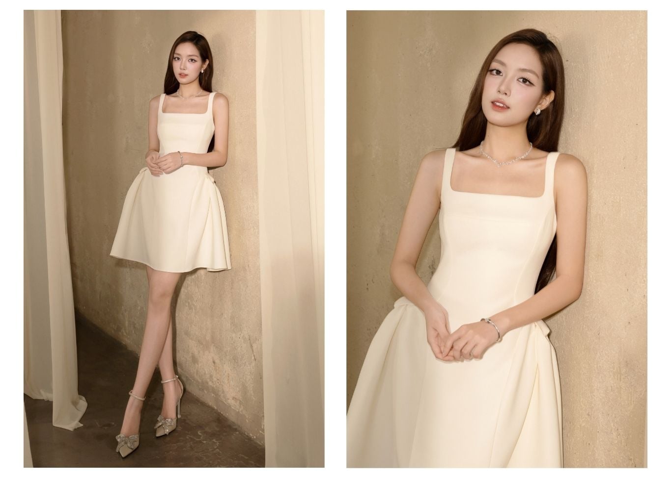 Đầm Xòe Tiệc Cotton Ngắn 2 Dây - DAK09A