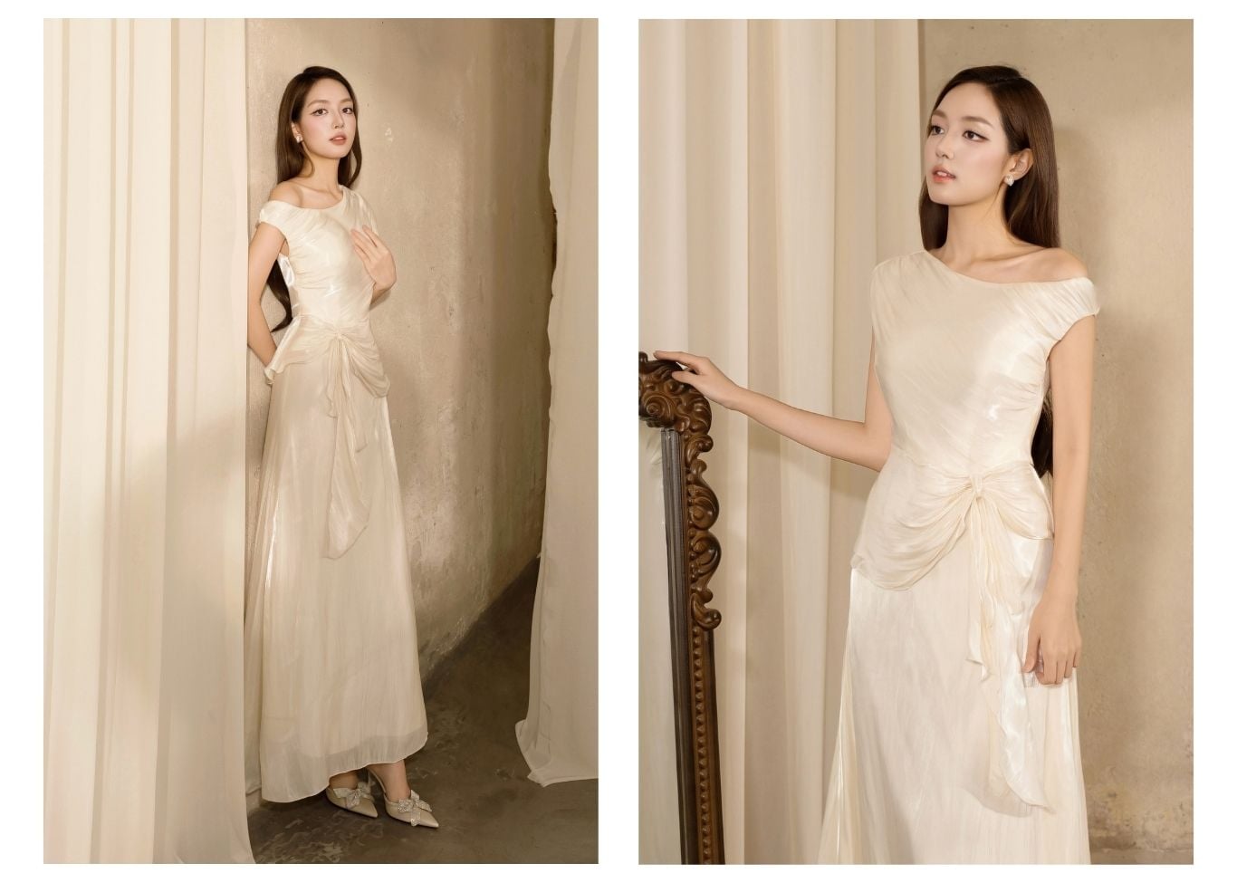 Set Tiệc Voan Dài Xòe Ánh Nhũ - KAK10A
