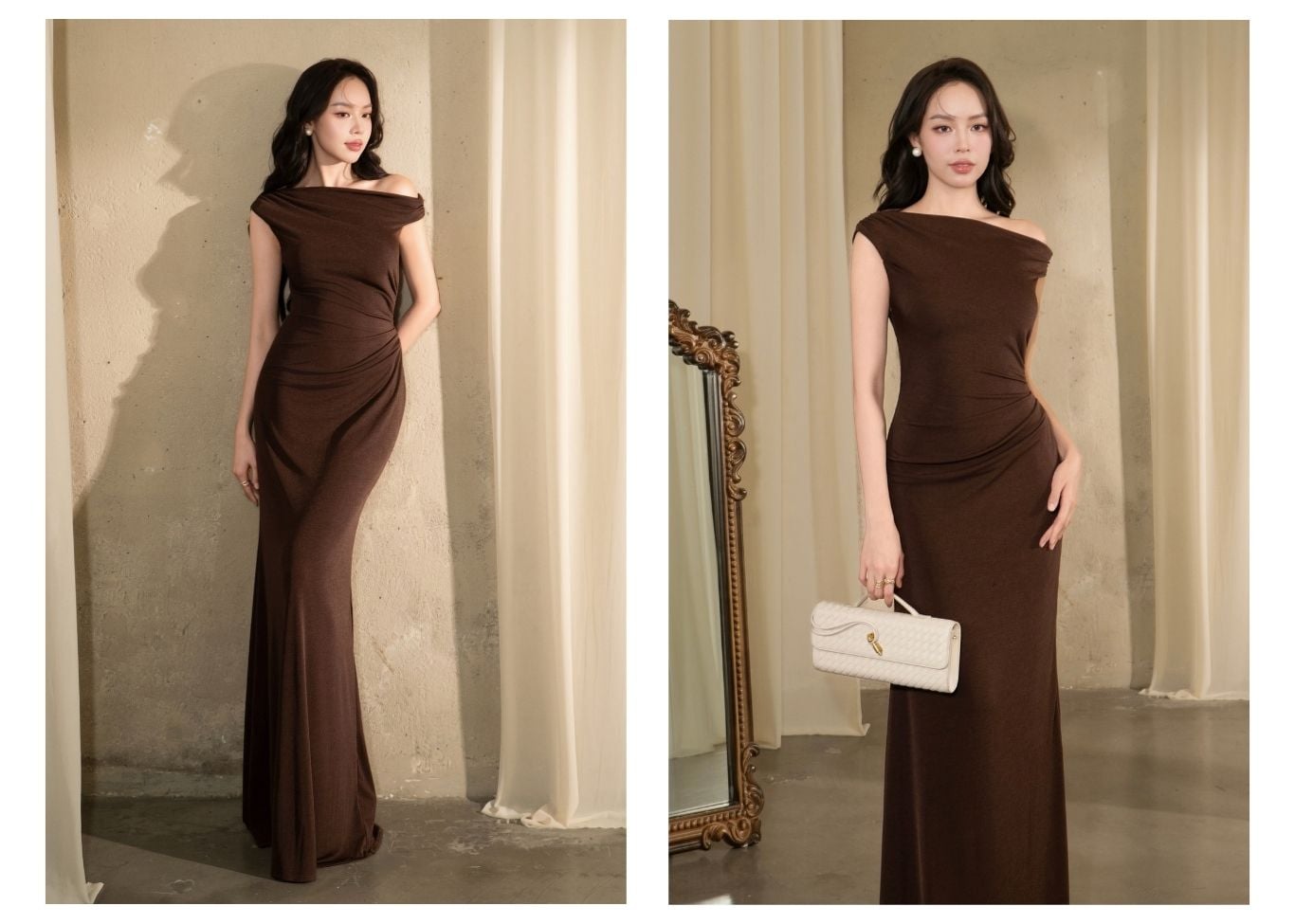 Đầm Tiệc Thun Dài Nhũ Đuôi Cá - DAK08T