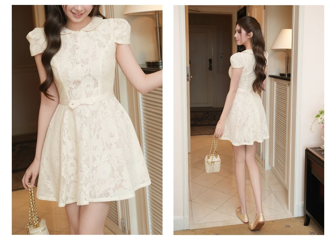 Đầm Xòe Tiệc Ren Ngắn Cổ Sen - DAI76A