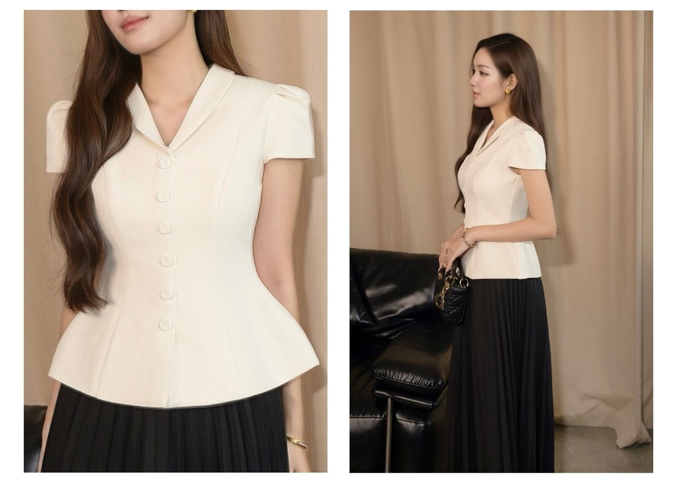 Áo Kiểu Công Sở Cotton Tay Ngắn - AAK24A