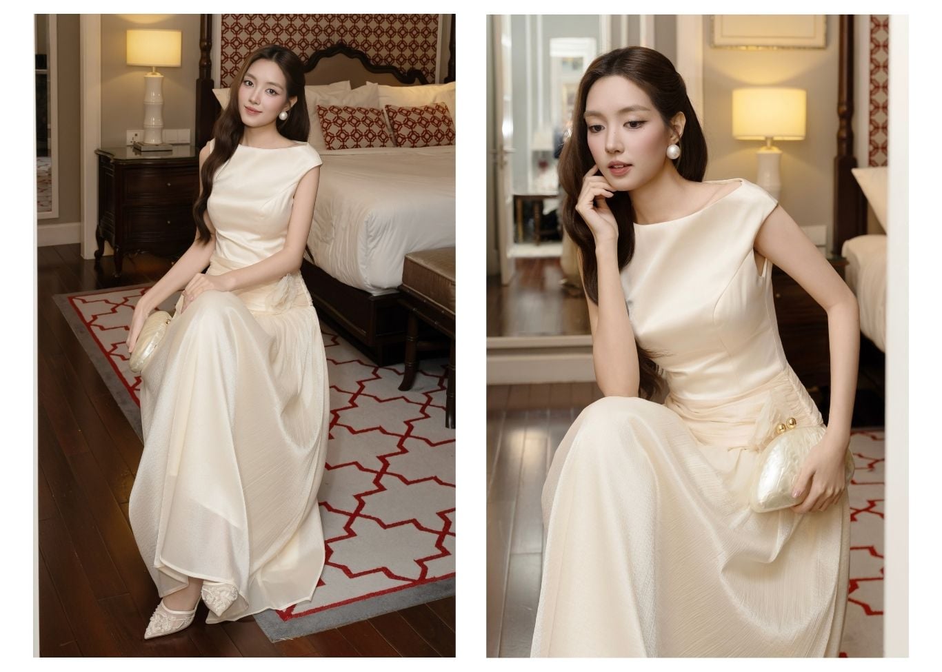Đầm Xòe Tiệc Tafta Dài Hoa Cài - DAI06A