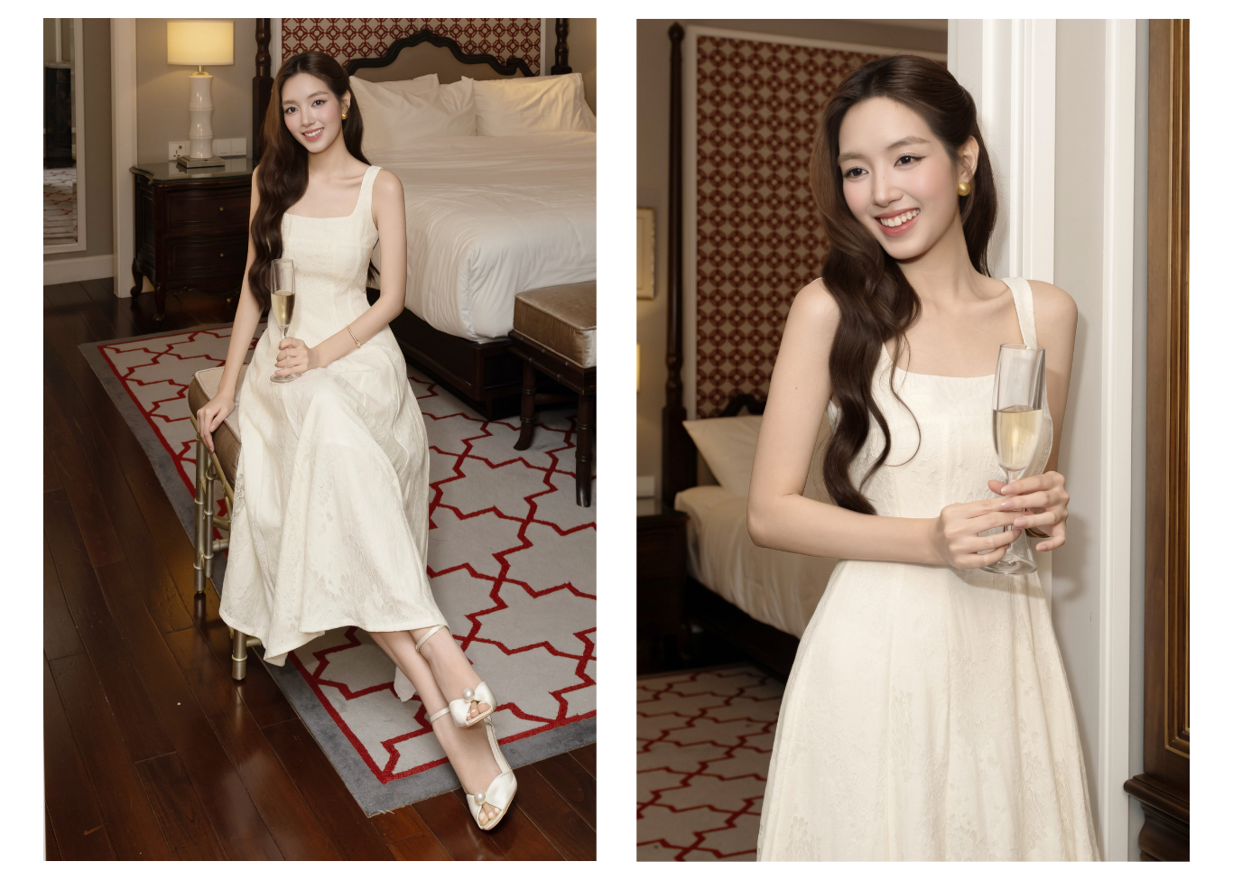 Đầm Xòe Tiệc Ren Dài 2 Dây - DAI41B