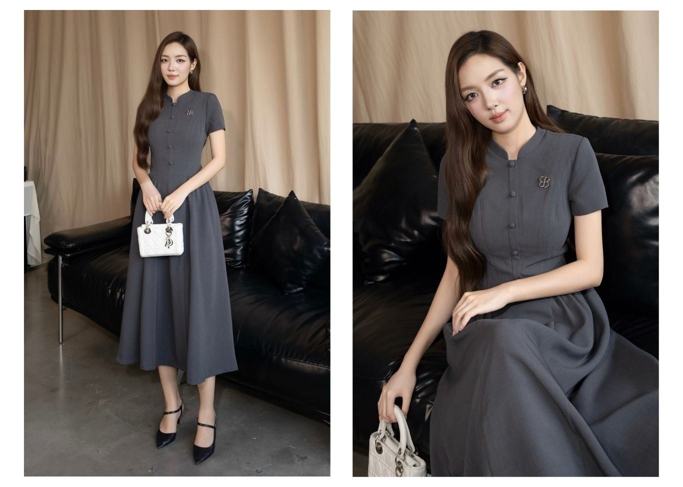 Đầm Xòe Công Sở Cotton Dài - DAK22A