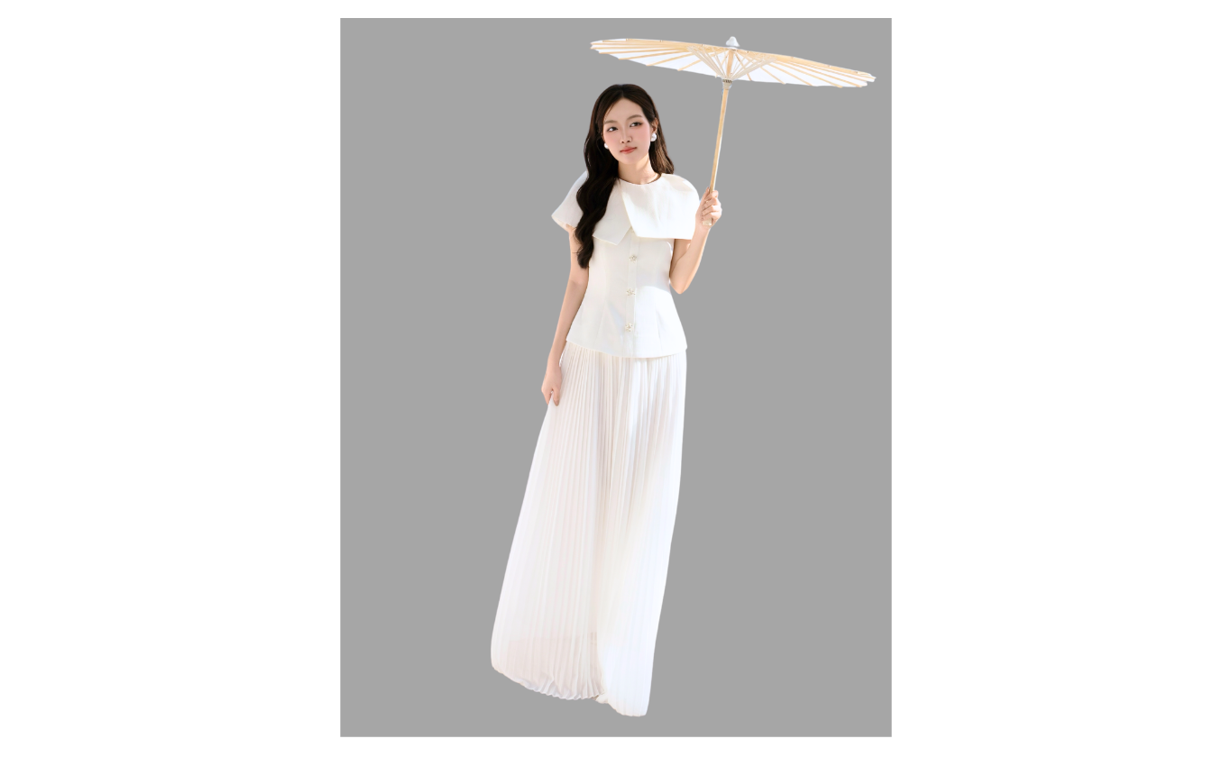 Đầm cúp ngực tiệc linen dài DAE07B - Ảnh sản phẩm