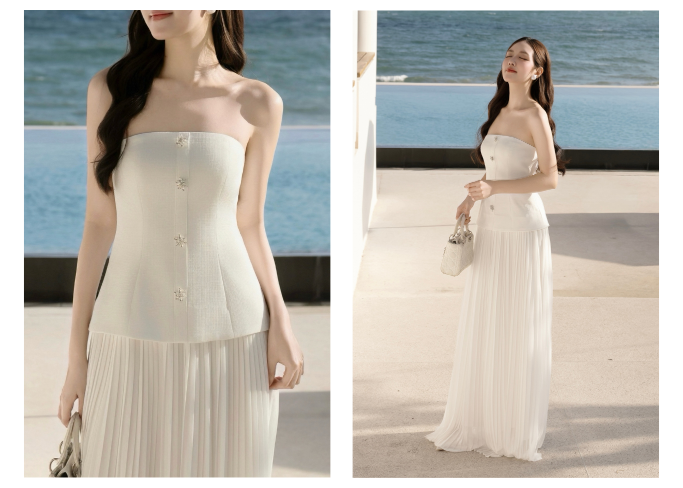 Đầm cúp ngực tiệc linen dài DAE07B - Lookbook 2