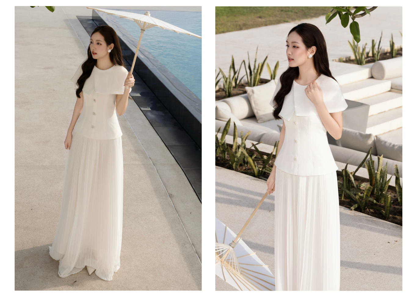 Đầm cúp ngực tiệc linen dài DAE07B - Lookbook 1