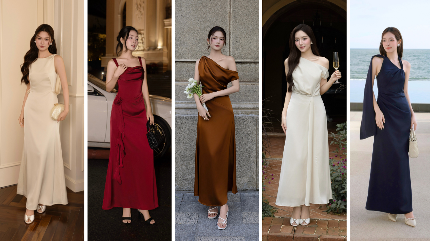 Top 5 Mẫu Đầm Lụa Dài Thanh Lịch Cho Tiệc Cưới Và Sự Kiện