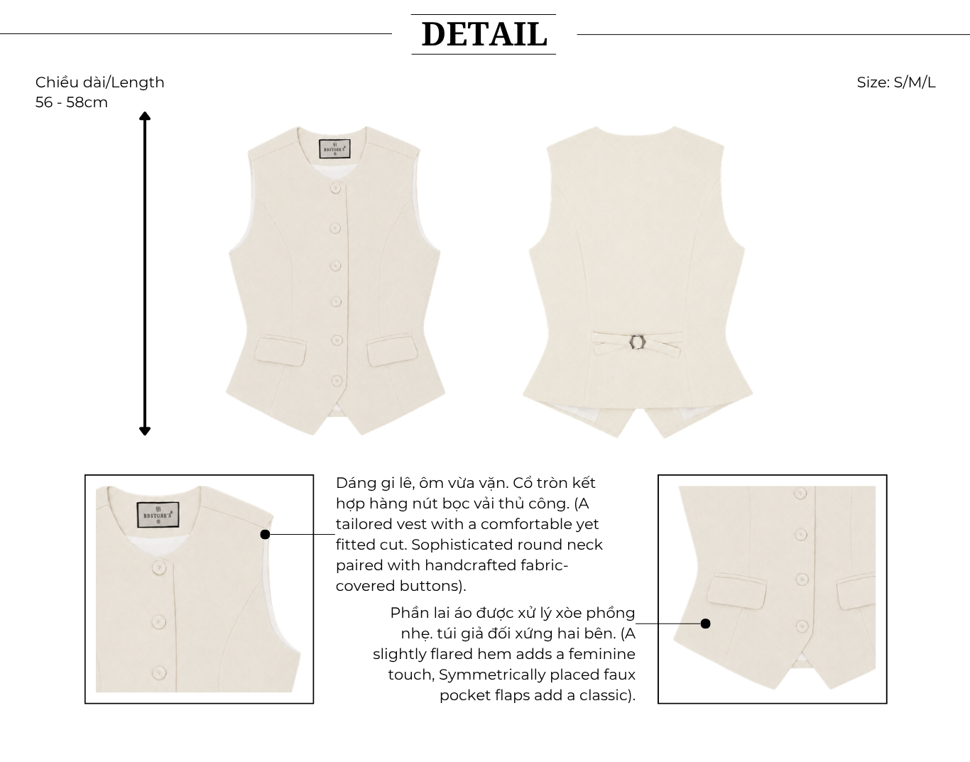 Áo Gile Công Sở Linen Dài - AAG44A