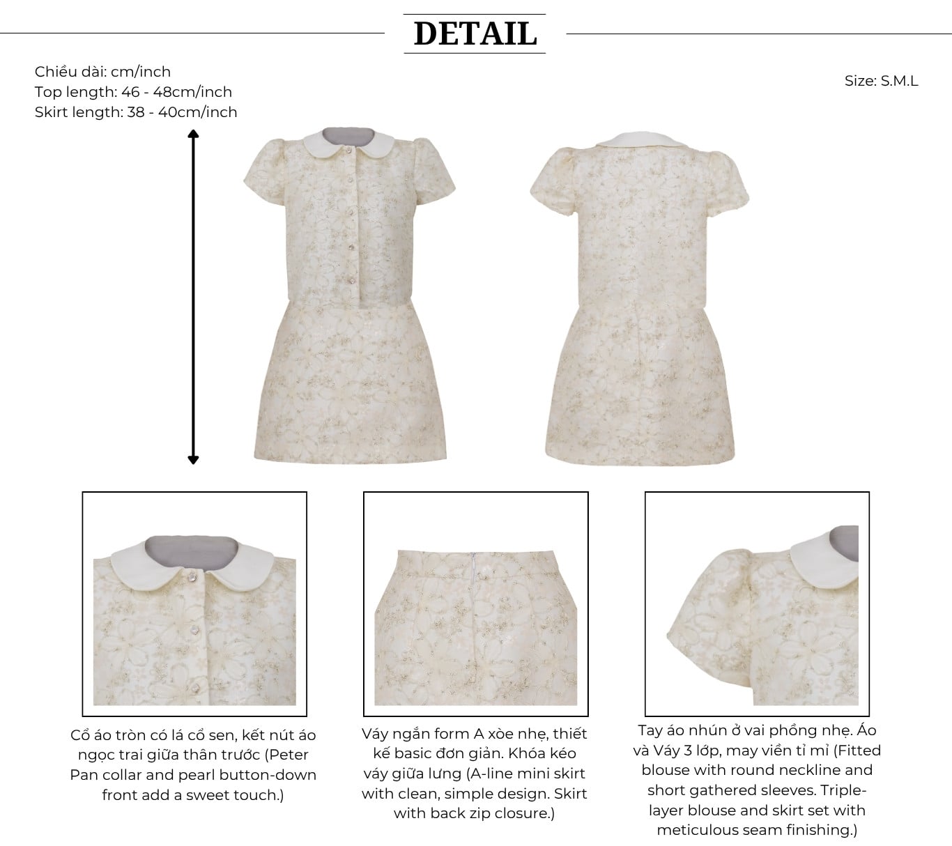 Set tiệc ren váy dáng A ngắn K4582D - Thiết kế chi tiết