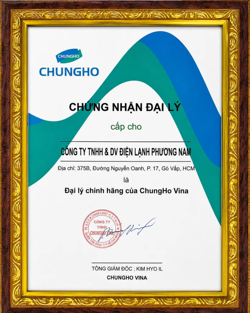 Chứng Nhận Đại Lý Chungho - Phương Nam Water