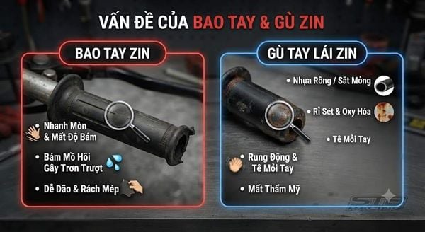 vấn đề của gù tay lái và bao tay zin
