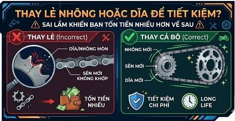 Thay riêng nhông hoặc dĩa – Giải pháp tiết kiệm hay cái bẫy chi phí?