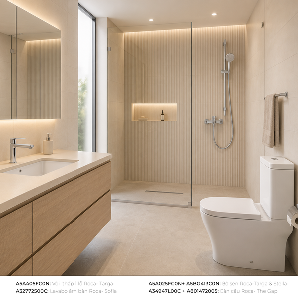 Combo 1: Thiết kế quen thuộc, tối ưu cho nhu cầu cơ bản ( KB Home - Roca)