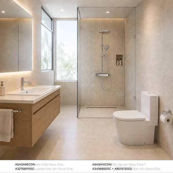 Combo 3: Roca Flow-T – Thư giãn đỉnh cao với hệ sen tắm mưa ( KB Home - Roca)