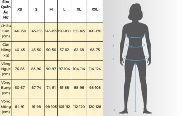 Bảng size quần áo Nike nữ