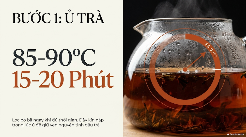Bước 1 – Ủ Nước Cốt Trà Thơm Ngát