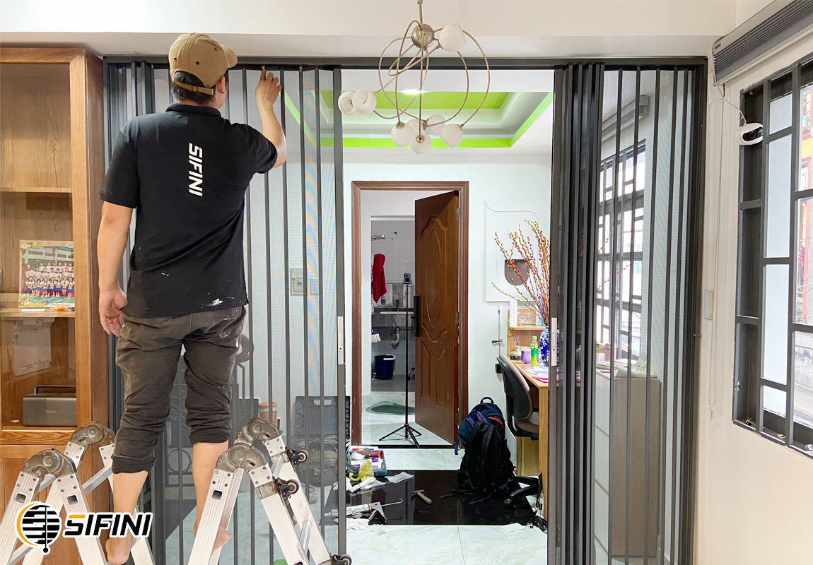 Cửa xếp lá nhôm lưới