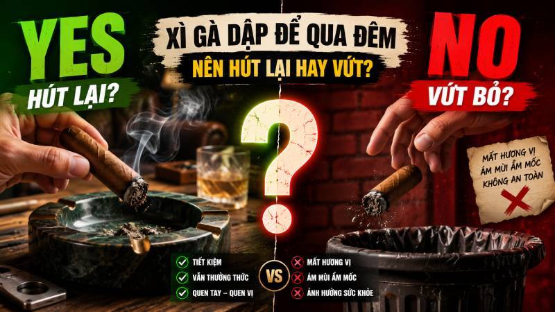 xì gà dập rồi có nên châm lại