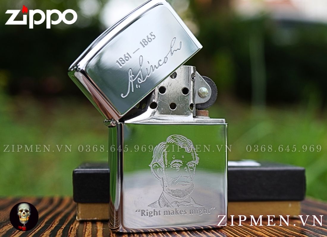 Bật lửa Zippo la mã 1989 chủ đề tổng thống Abraham Lincoln