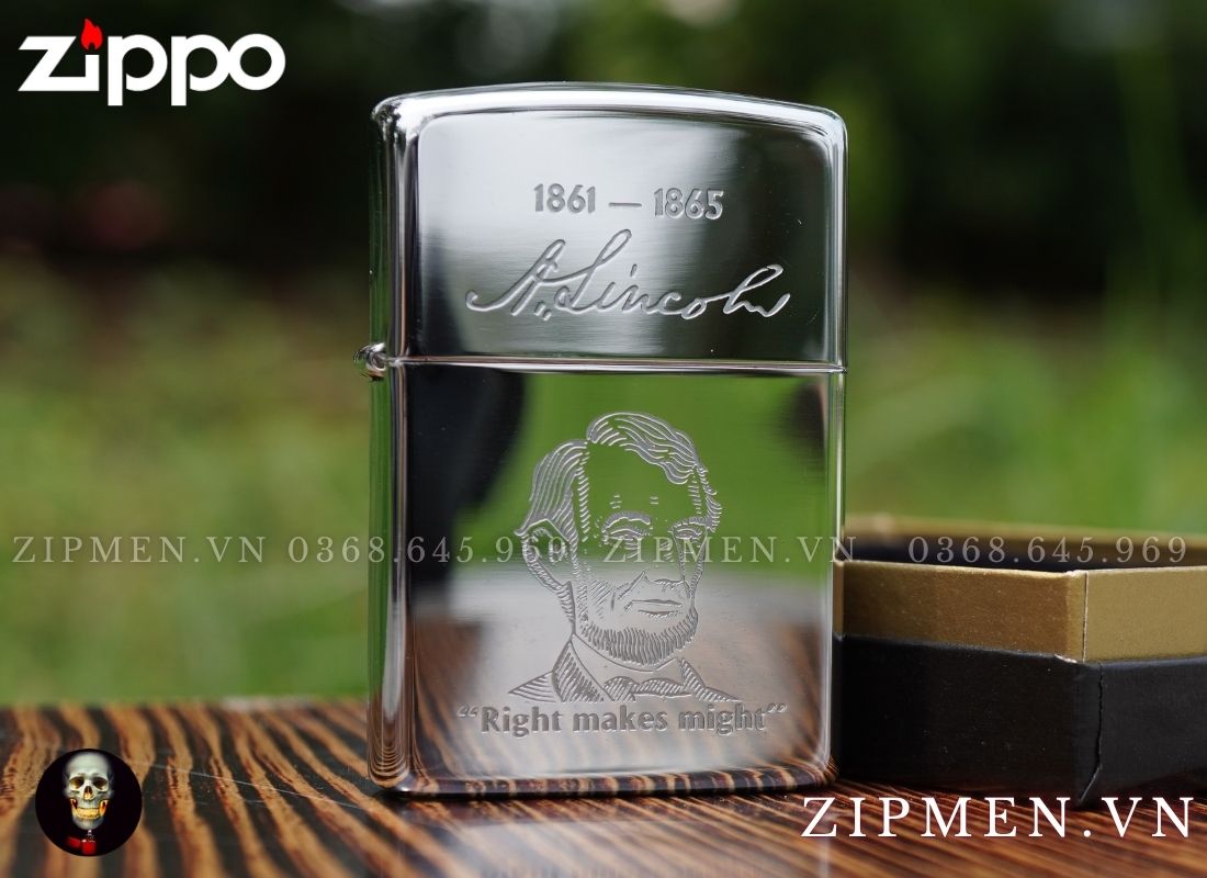 Bật lửa Zippo la mã 1989 chủ đề tổng thống Abraham Lincoln