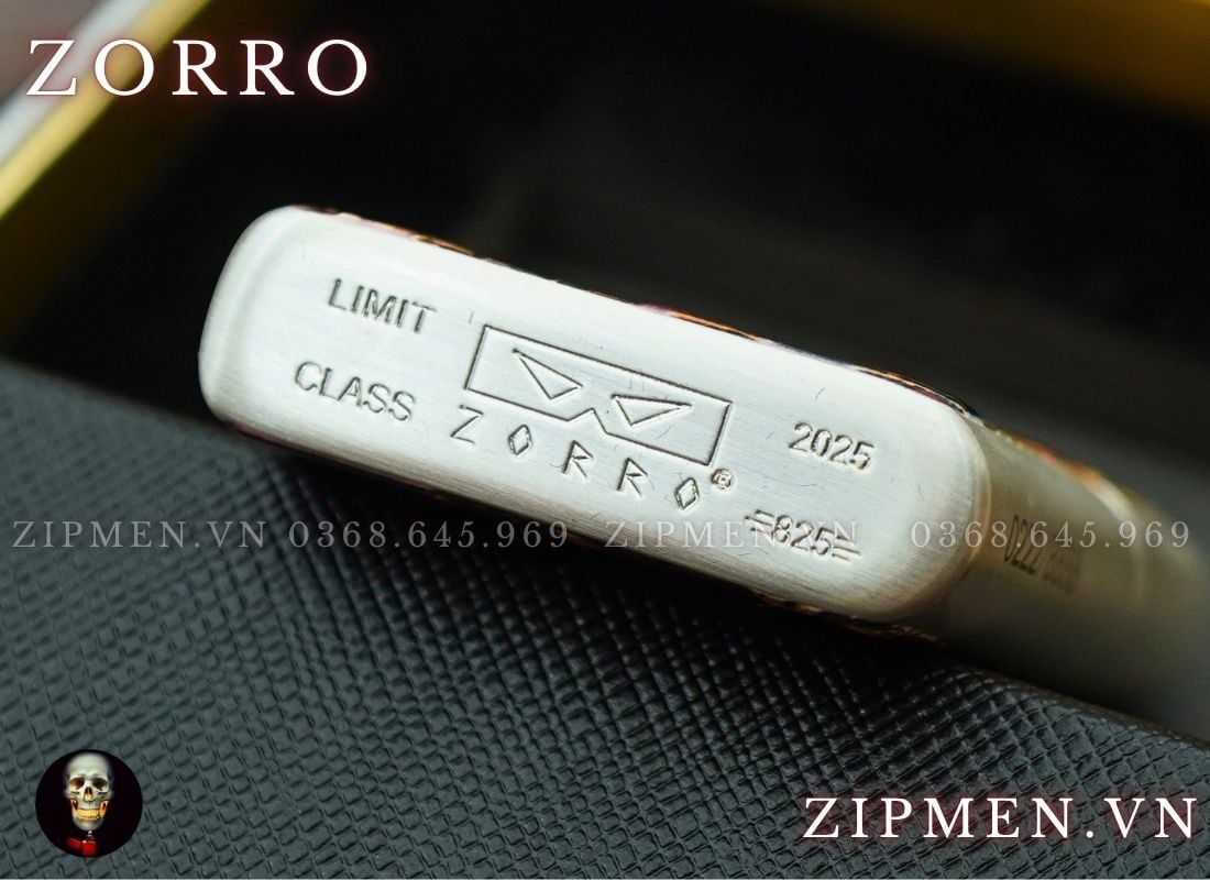 Bật lửa zorro chủ đề rồng phượng mạ bạc limited