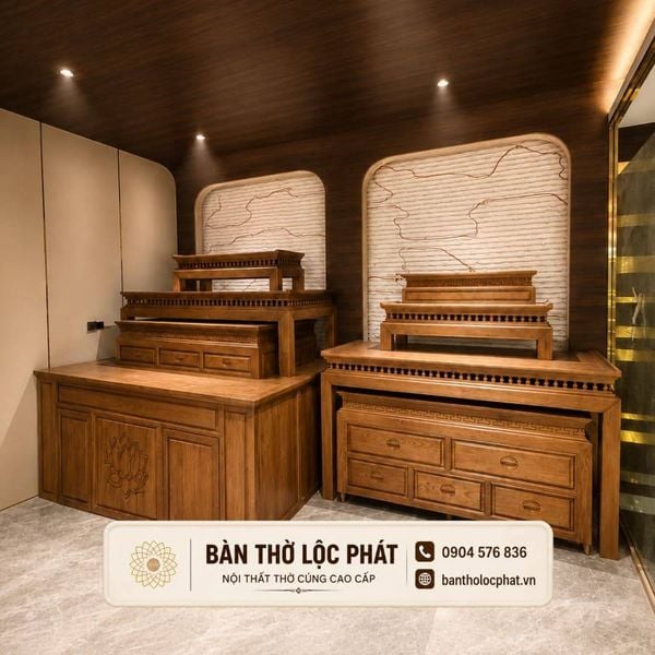 Bàn thờ gỗ gõ đỏ bàn giao tại Nguyễn Thị Thập Quận 7