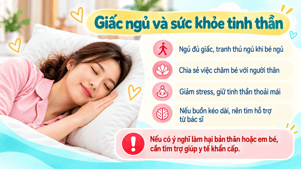 Giấc ngủ và sức khỏe tinh thần của mẹ sau sinh