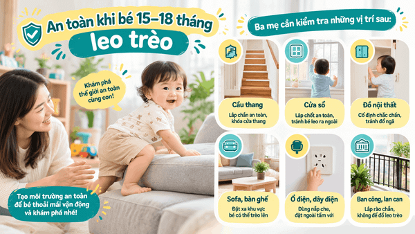 An toàn khi bé 15–18 tháng leo trèo