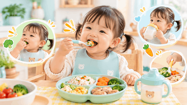 Tập tự ăn và cho ăn đáp ứng ở bé 1–2 tuổi