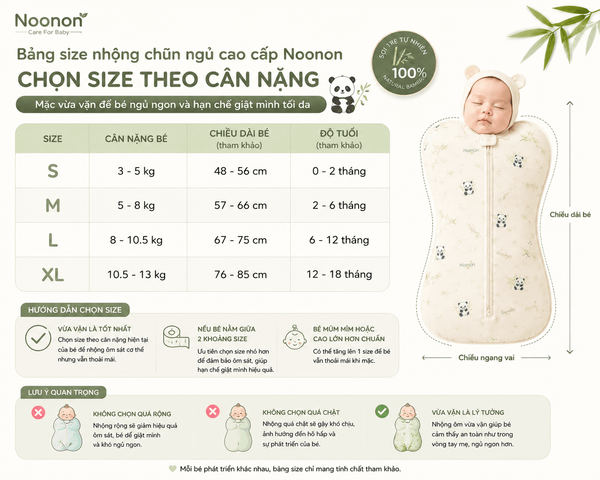 Nhộng Chũn Cao Cấp Noonon Chọn Size Chuẩn Cho Bé