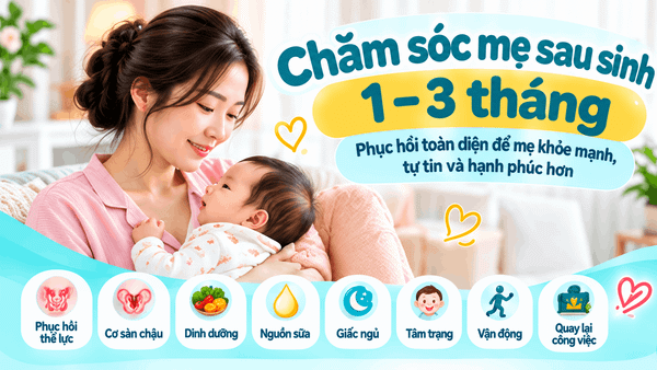 Chăm sóc mẹ sau sinh 1–3 tháng