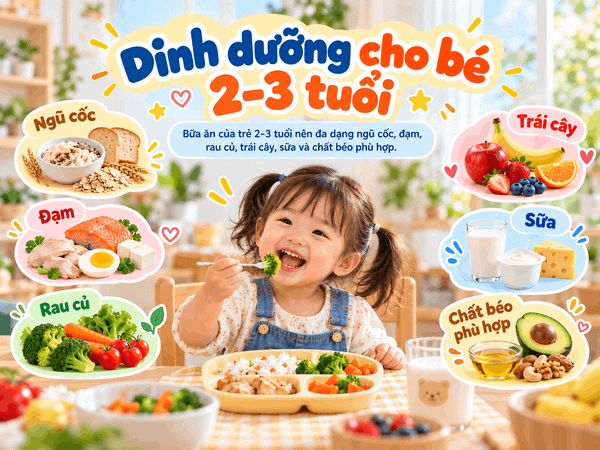 Dinh dưỡng cho bé 2–3 tuổi