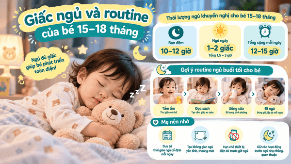 Giấc ngủ và routine của bé 15–18 tháng