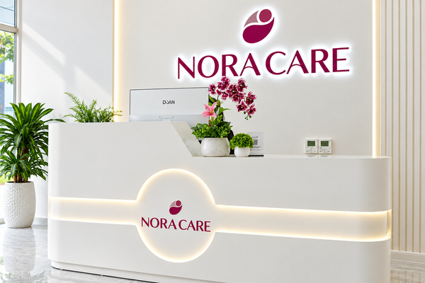 Không gian lễ tân tại spa mẹ và bé Nora Care