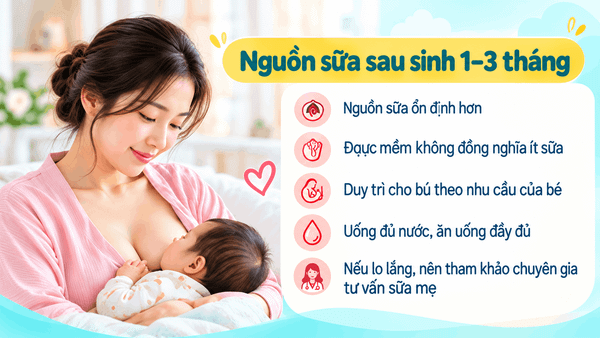 Nguồn sữa mẹ trong tháng thứ 2–3 sau sinh