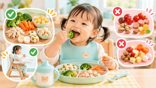 Phòng hóc nghẹn khi bé 1–2 tuổi ăn